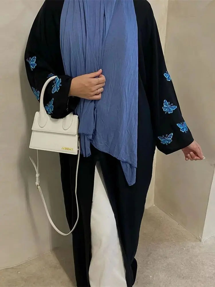 Saviig Butterfly Moon Heart Modest Kimono Abaya for Women