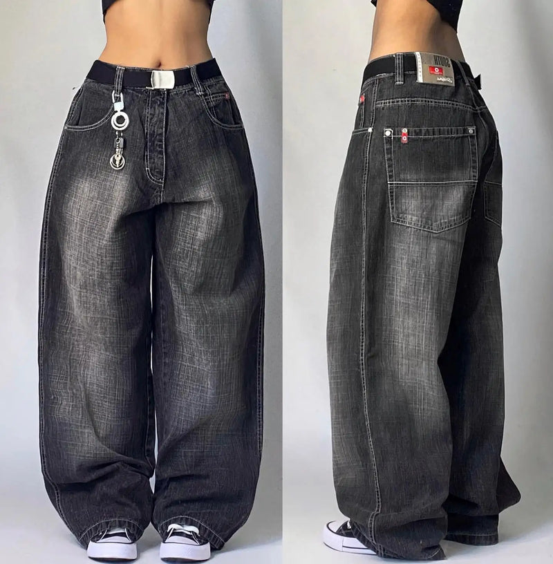 Saviig High Waist Wide Leg Baggy Jeans for Women - Vintage Harajuku Style