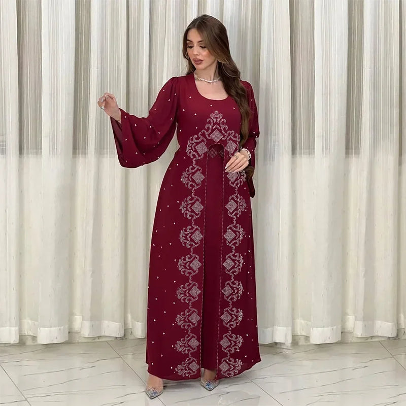 Saviig Morocco Diamonds Abayas for Women Muslim Evening Dress