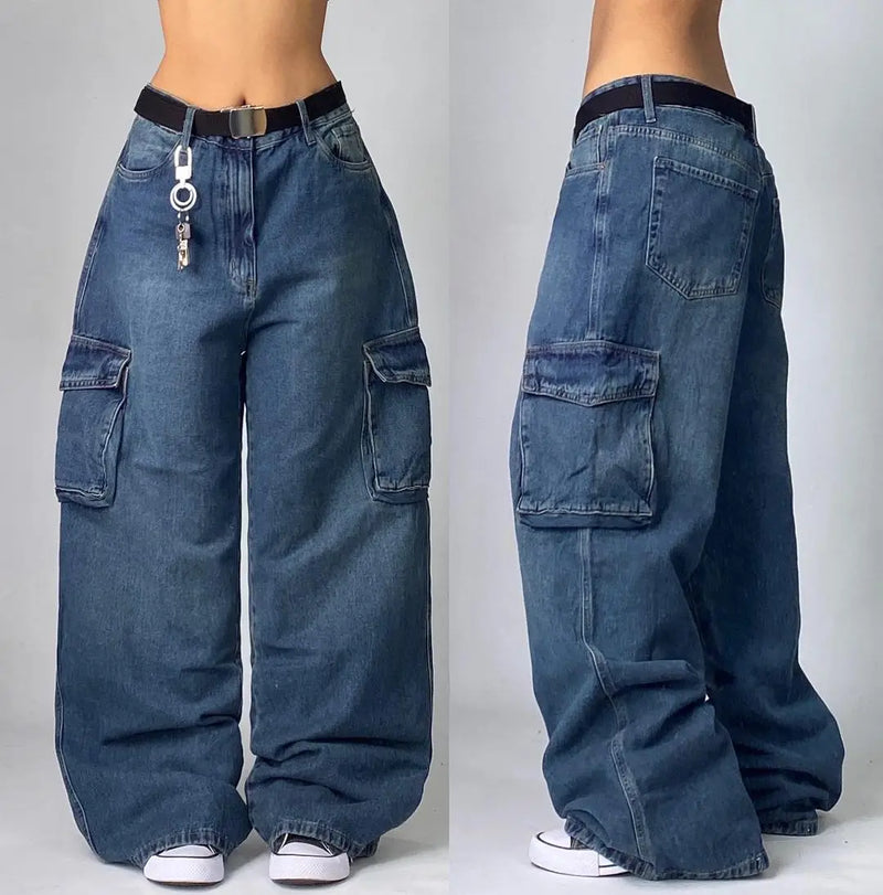Saviig Black Washed Baggy Jeans: High Waist Wide Leg Pants