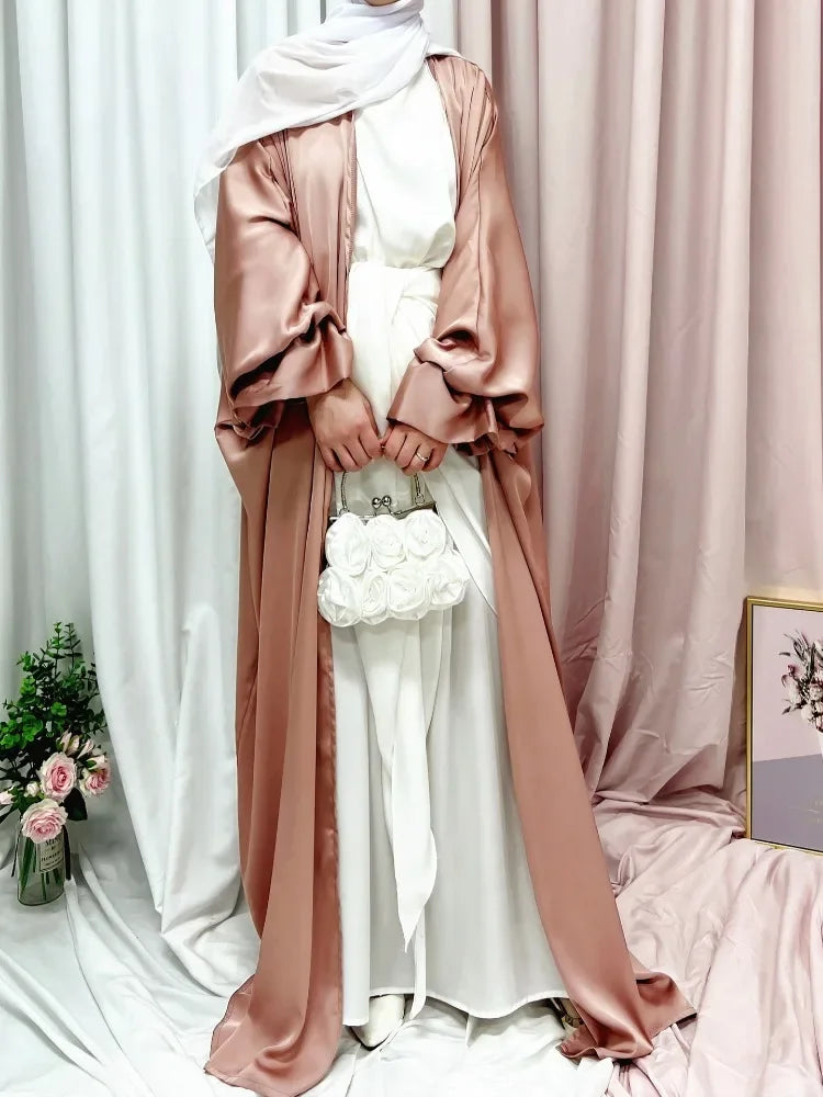 Saviig Summer Muslim Puff Sleeve Abaya Dress Elegant Modest Morocco Dubai Eid Party Dress
