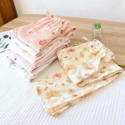 Saviig Floral Love Printed Cotton Crepe Sleeper Pants for Women