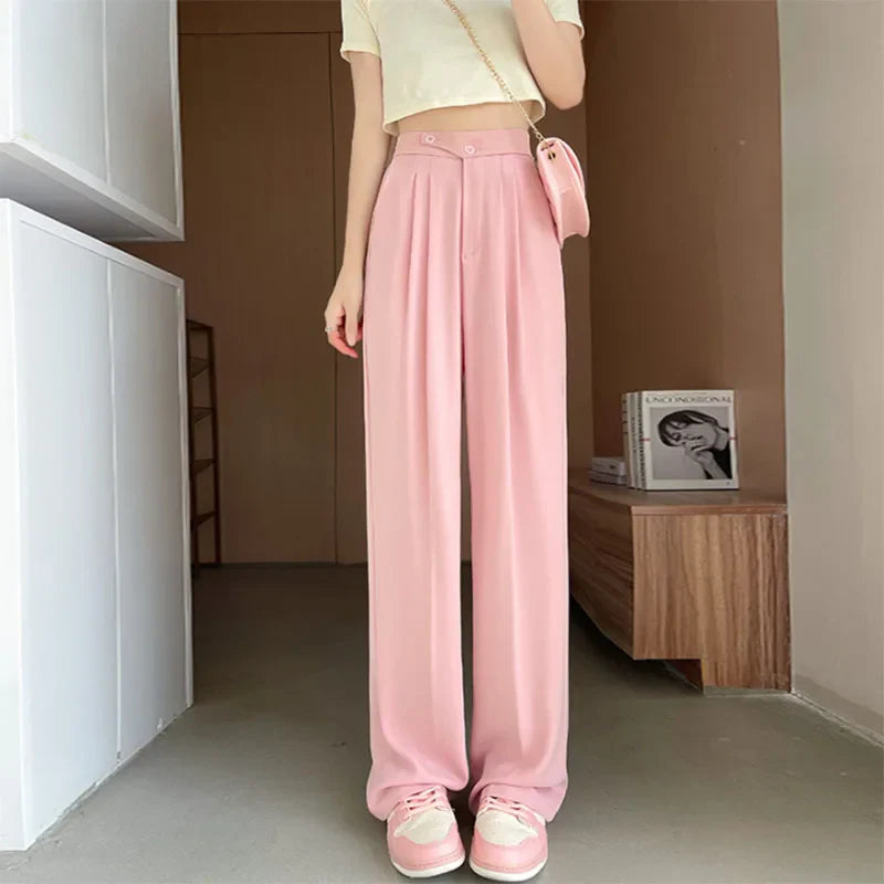 Saviig High-Waisted Wide Leg Pants - Women's Casual Office Lady Suit Trousers