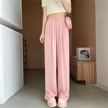 Saviig High-Waisted Wide Leg Pants - Women's Casual Office Lady Suit Trousers