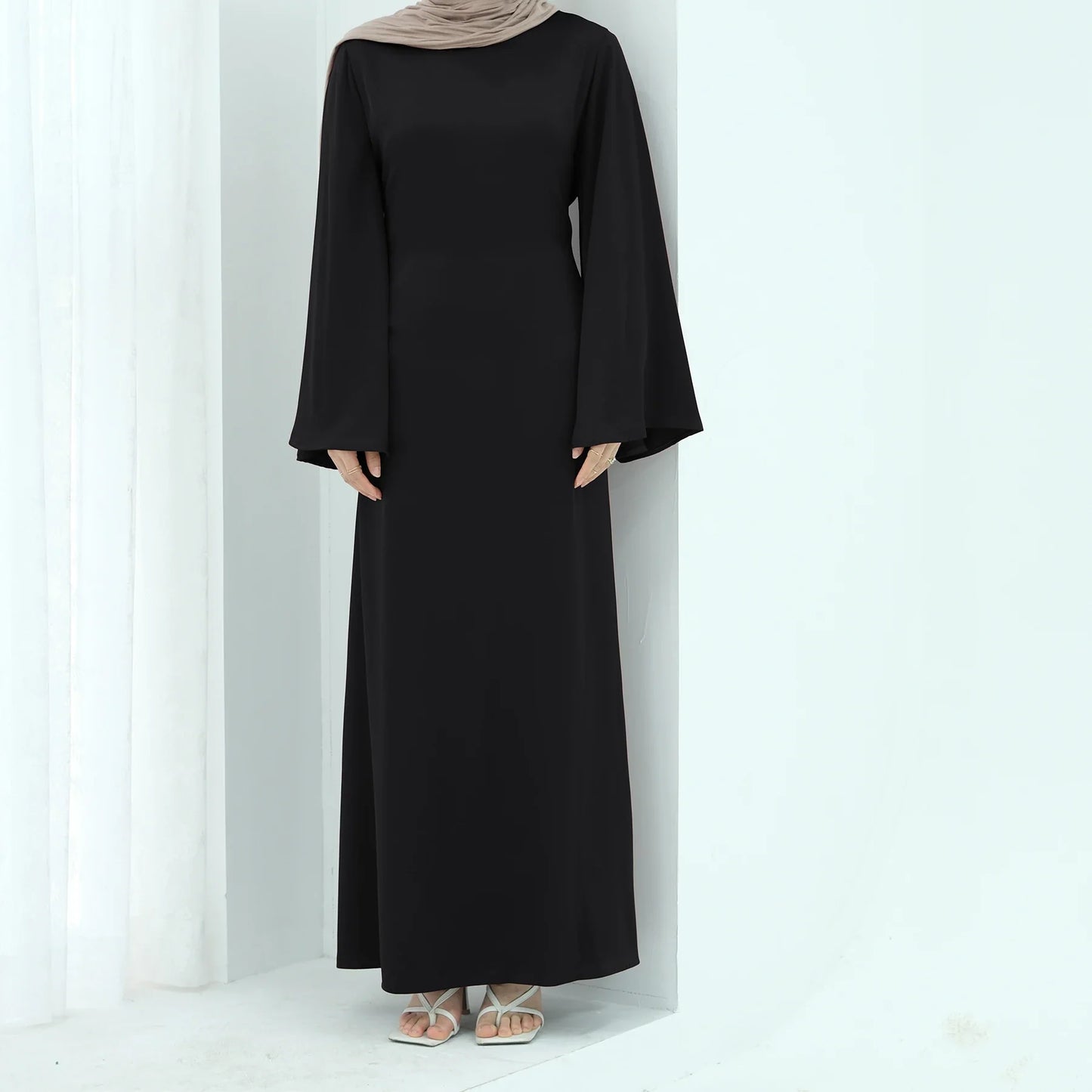 Saviig Flared Sleeve Lace-Up Abaya Dress for Elegant Muslim Women