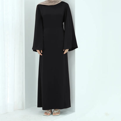 Saviig Flared Sleeve Lace-Up Abaya Dress for Elegant Muslim Women