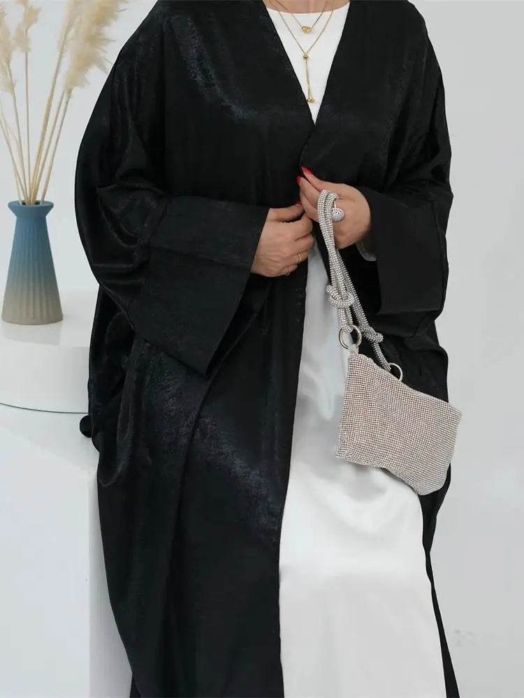 Saviig Ramadan Shiny Satin Kimono Abaya Dubai Luxury 2025 Muslim Dress
