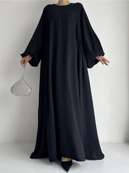 Saviig Ramadan Abaya Dress with Lantern Sleeves for Muslim Women