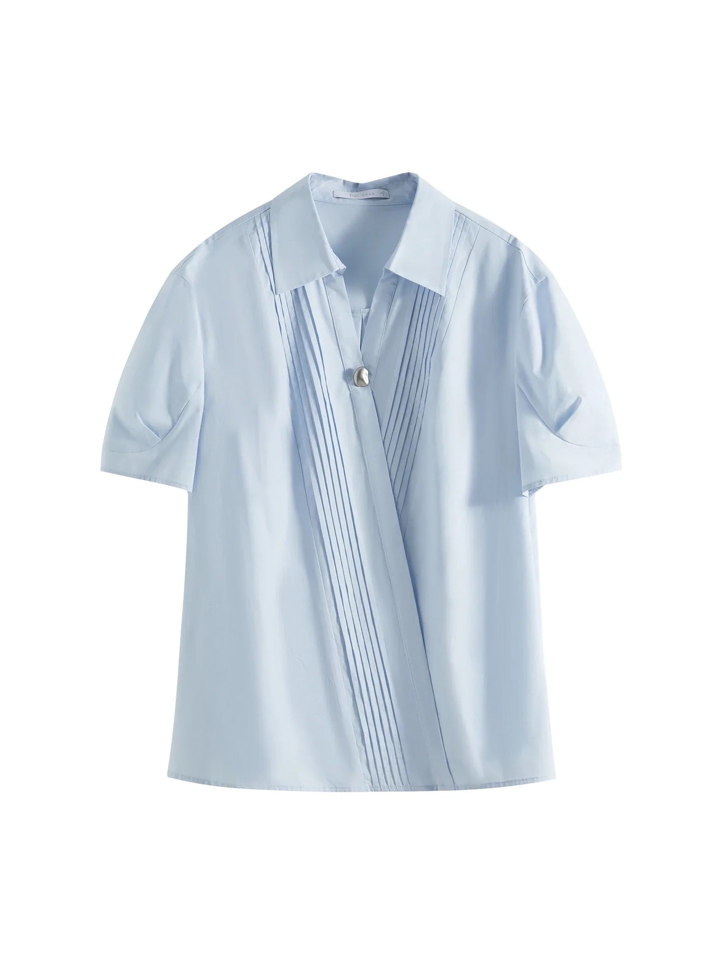 Saviig White V-Neck Short-Sleeve Top - 2025 Summer Minimalist Style