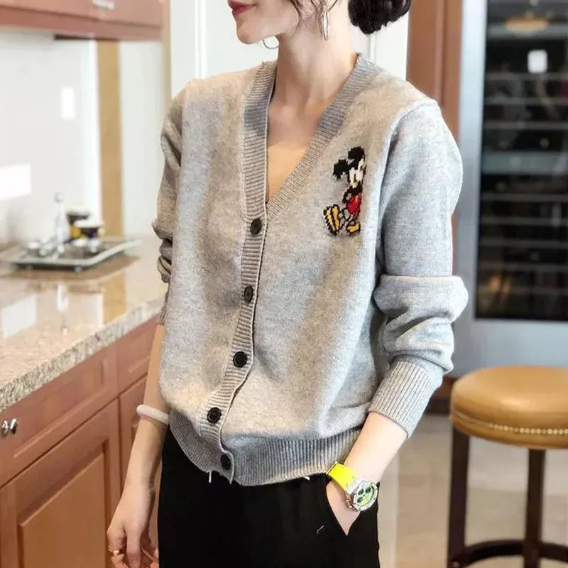 Saviig Mickey Print Turtleneck Sweater for Women