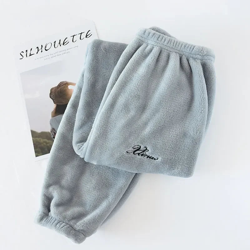 Saviig Flannel Fleece Winter Couple Pants - Warm Home Pajama Bottoms