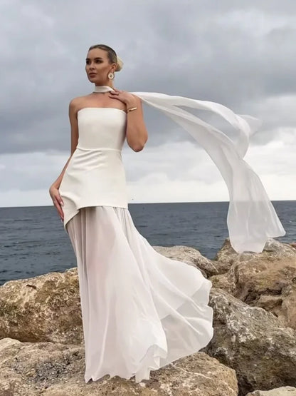 Saviig Mesh Maxi Dress 2025 Elegant Slim Fit High Waist Split Solid Robes
