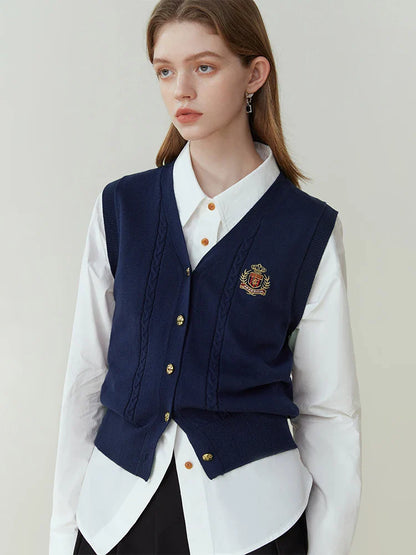 Saviig Knitted V-Neck Waistcoat for Women, Spring/Autumn 2023 Collection