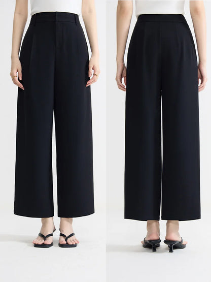 Saviig Women's Classic Black Suit Pants - Full Length Twill Trousers