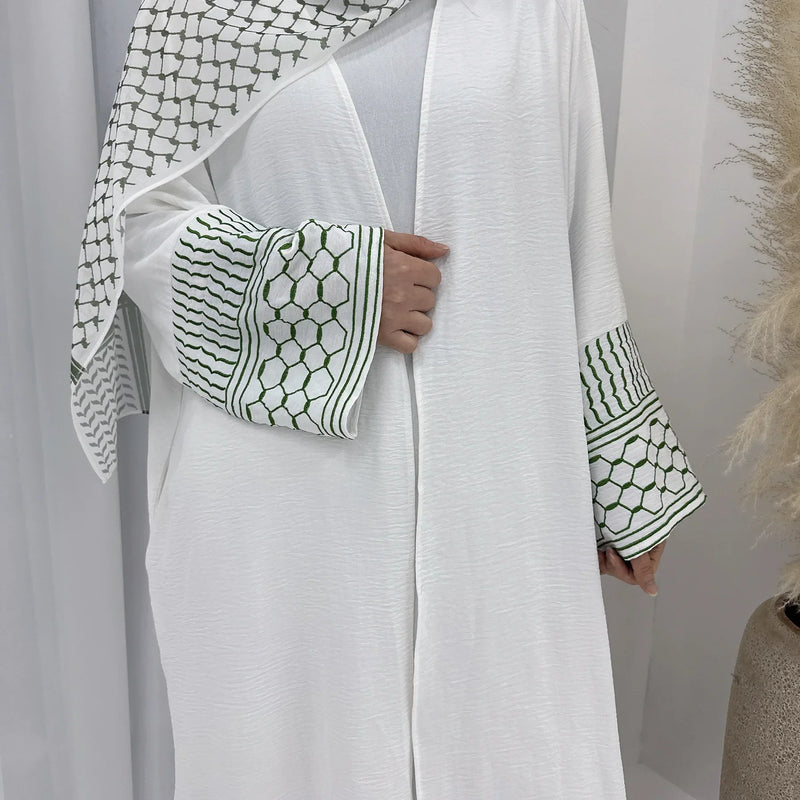 Saviig Eid Embroidered Kimono Cardigan Abaya for Muslim Women