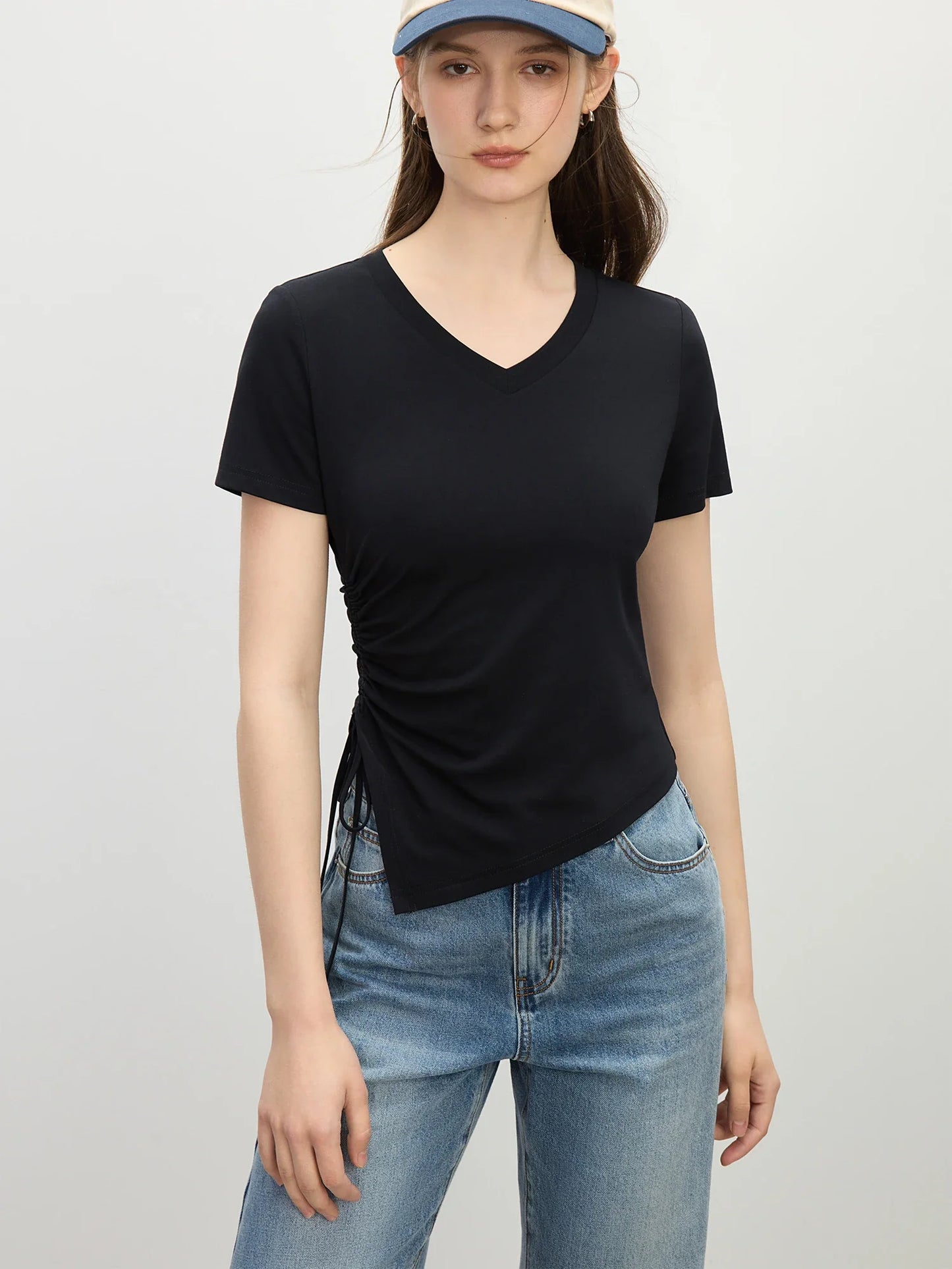 Saviig Edgy Asymmetric Hem Sleeveless Crop Top