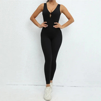Saviig Sporty Jumpsuit Women Gym Fitness Overalls Yoga Pants One Piece Outfit