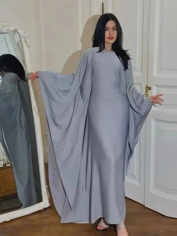 Saviig Shiny Batwing Satin Abaya Dubai Luxury 2024 - Maxi Kaftan Dress Muslim Islamic Caftan