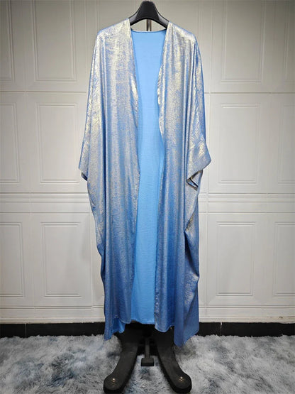 Saviig Ramadan Shiny Satin Kimono Abaya Dubai Luxury 2025 Muslim Dress