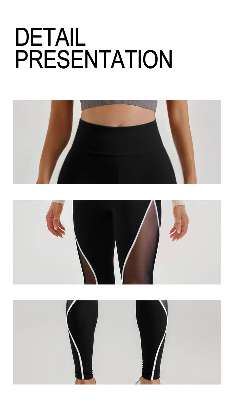 Saviig Color Block Mesh High Waisted Gym Leggings for Women