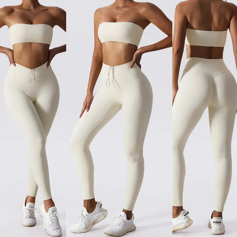 Saviig Strapless Yoga Set: Legging & Bra Athletic Suit for Women, Fitness & Active Wear