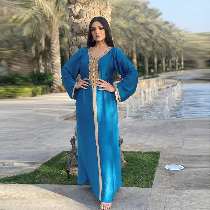 Saviig Ramadan Abaya Muslim Dress Dubai Kaftan Gown Islamic Clothing