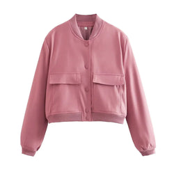 Saviig Vintage Bomber Jacket with Pockets & Button Frontapg