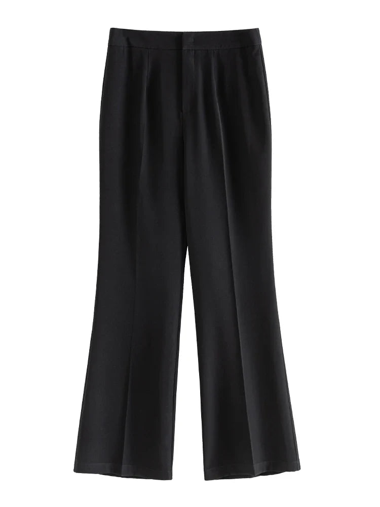 Saviig High Waist Acetate Flared Pants for Women: 2023 Autumn Casual Style