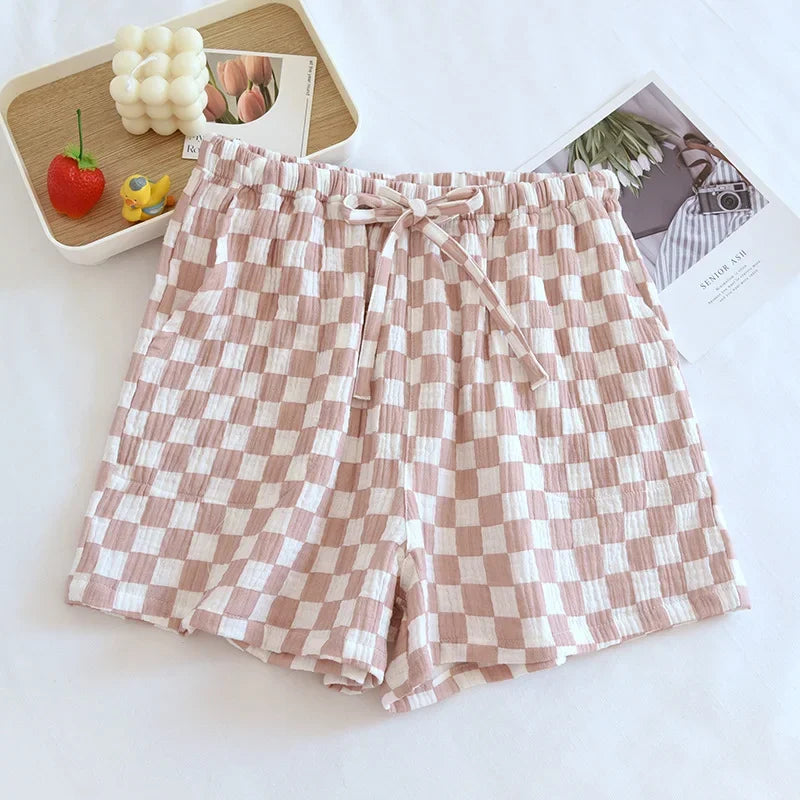 Saviig Cotton Crepe Women's Pajama Shorts - Large Size, Cute & Comfy