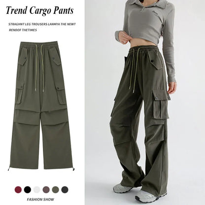 Saviig Y2K Cargo Pants: Oversized Harajuku Sweatpants with Drawstring Pockets