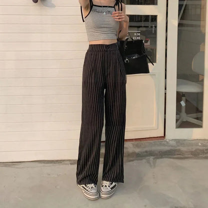 Saviig High Waist Baggy Striped Suit Pants for Women