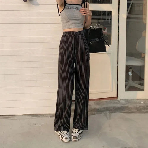 Saviig High Waist Baggy Striped Suit Pants for Women