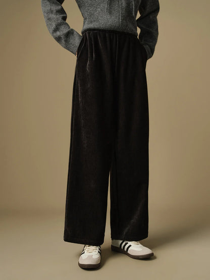Saviig Velvet Wide Leg Pants 2024 Winter Collection