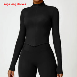 Saviig Zipper Jacket Women's Slim Fit Gym Crop Top Fitness Sweatshirt