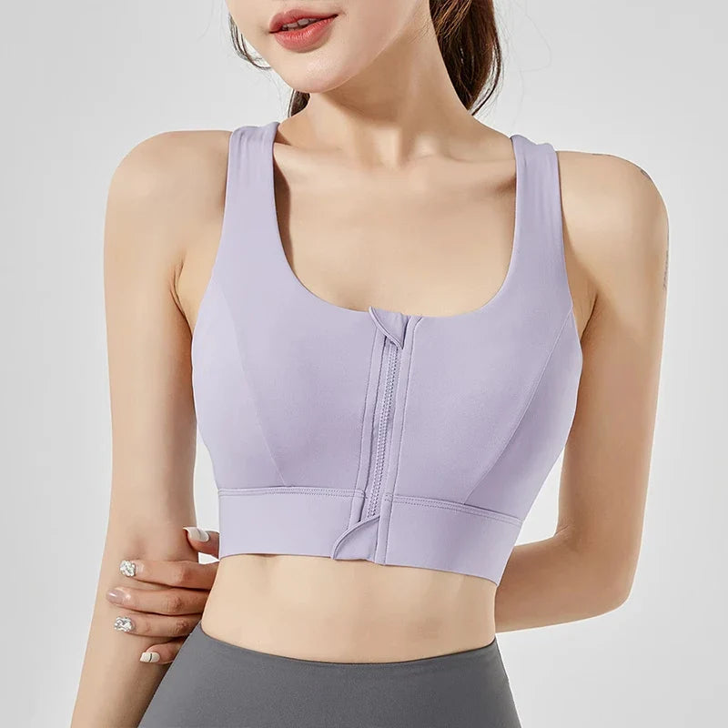 Saviig Front Zip Plus Size Sports Bra for High Impact Workouts