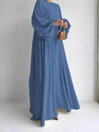 Saviig Ramadan Abaya Dress with Lantern Sleeves for Muslim Women