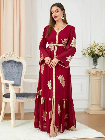 Saviig Ramadan Chiffon Abaya for Women - Muslim Long Dress 2022