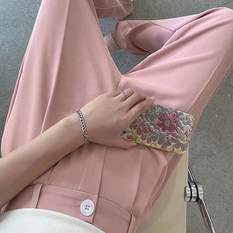 Saviig Wide Leg Casual Suit Pants for Women