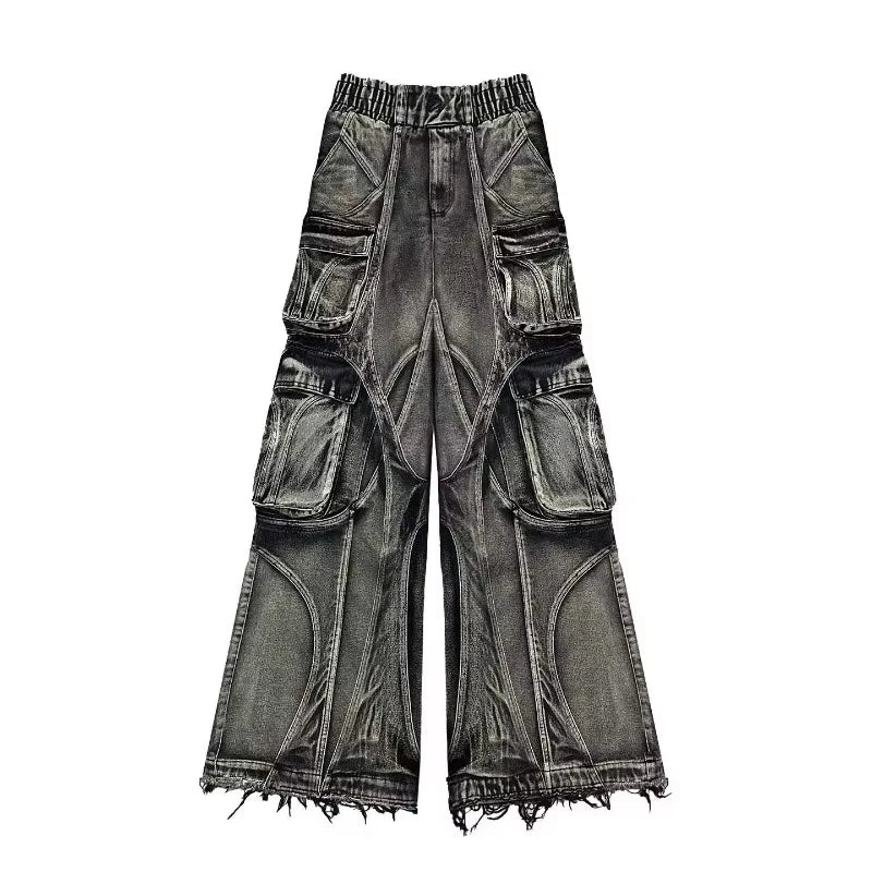Saviig High Waist Washed Baggy Jeans Women Gothic Hip Hop Vintage Fashion
