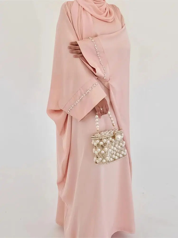 Saviig Ramadan Eid Satin Modest Abaya Dubai Maxi Kaftan for Women