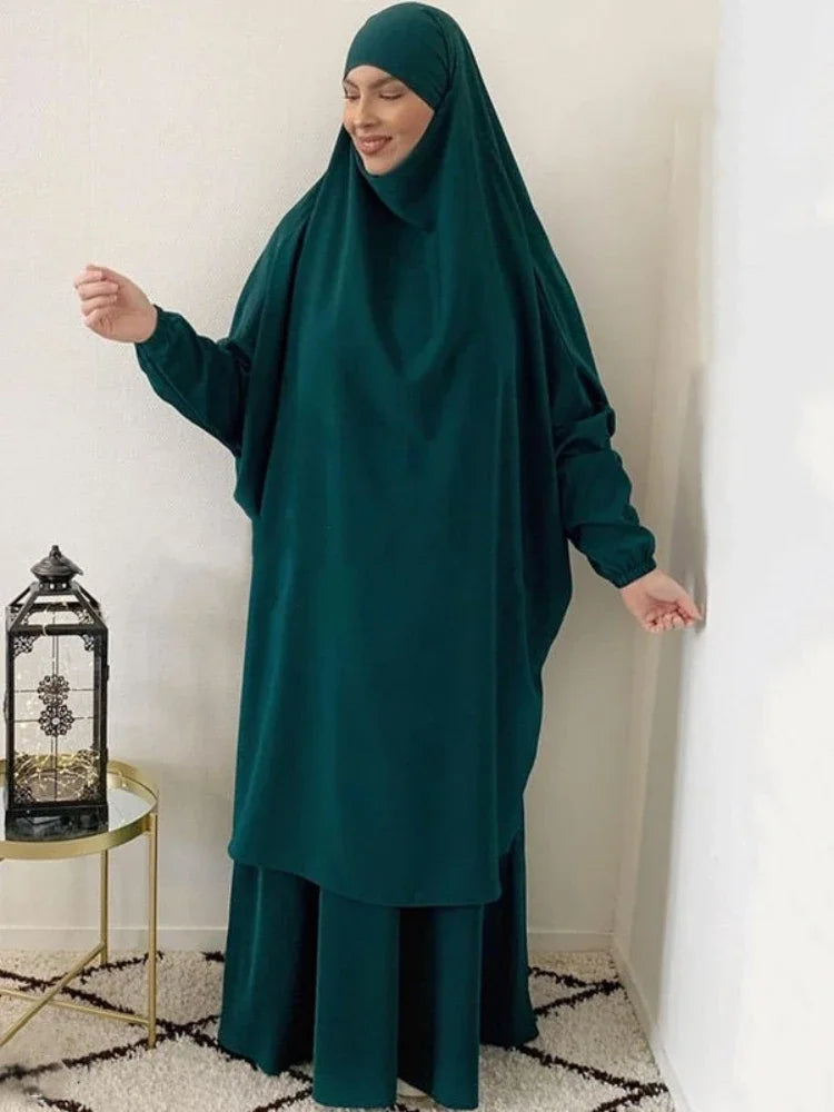 Saviig Ramadan Khimar Set: Long Abaya & Skirt for Muslim Women