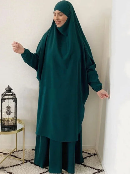 Saviig Ramadan Khimar Set: Long Abaya & Skirt for Muslim Women