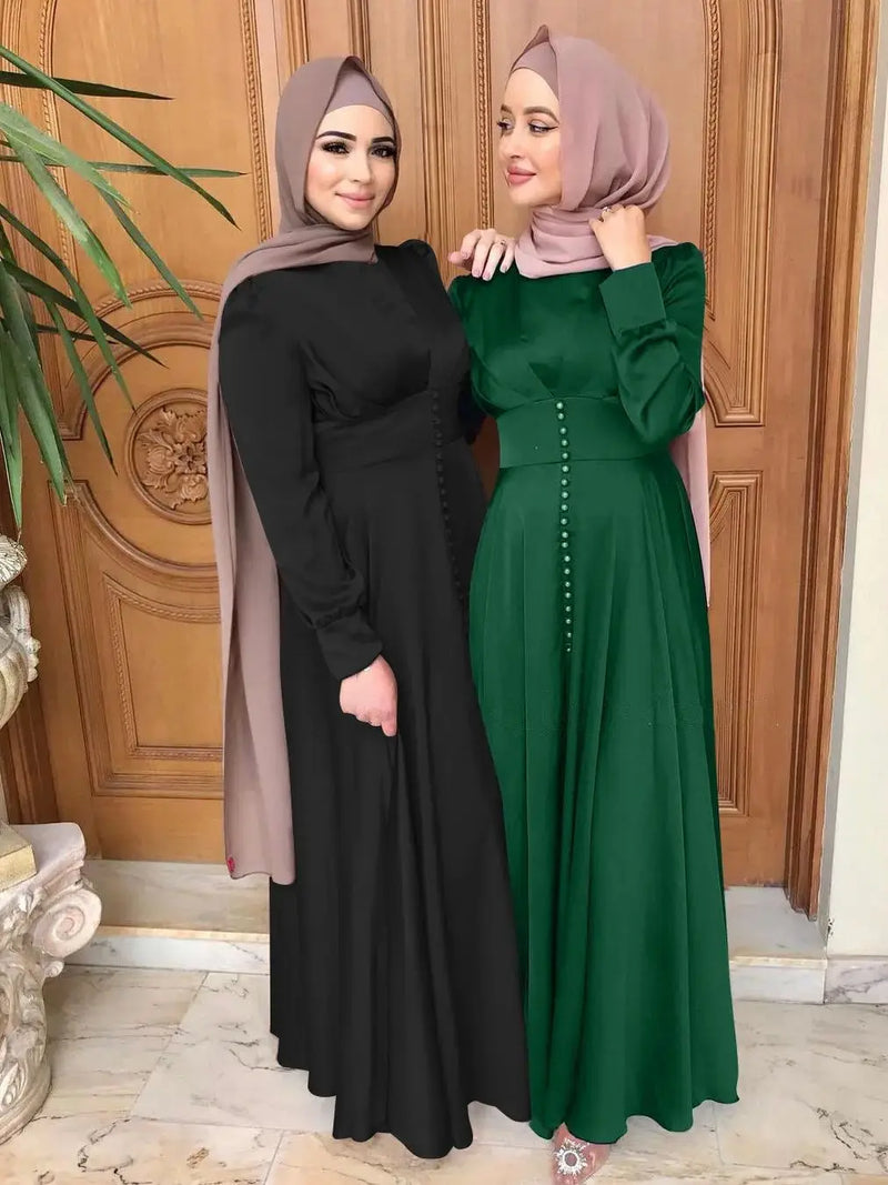 Saviig Ramadan Eid Satin Abaya for Modest Muslim Women
