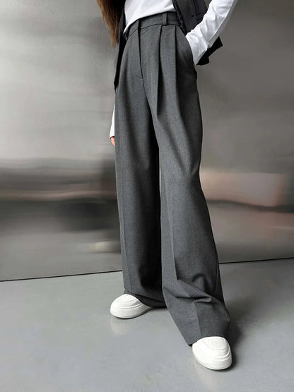 Saviig Wide Leg High Waist Suit Pants - New Season Office Lady Chic Trousers