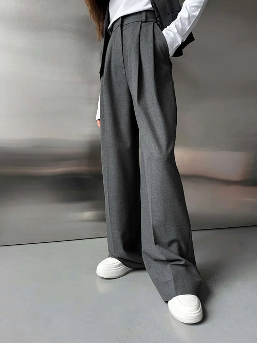 Saviig Wide Leg High Waist Suit Pants - New Season Office Lady Chic Trousers