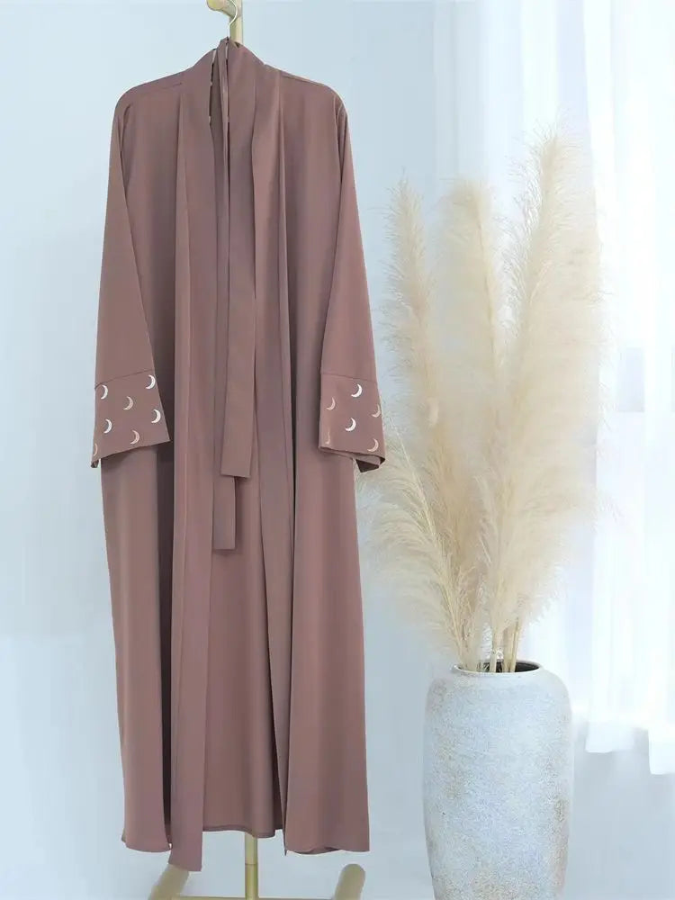 Saviig Ramadan Moon Embroidered Abaya Kimono Dubai Luxury 2025
