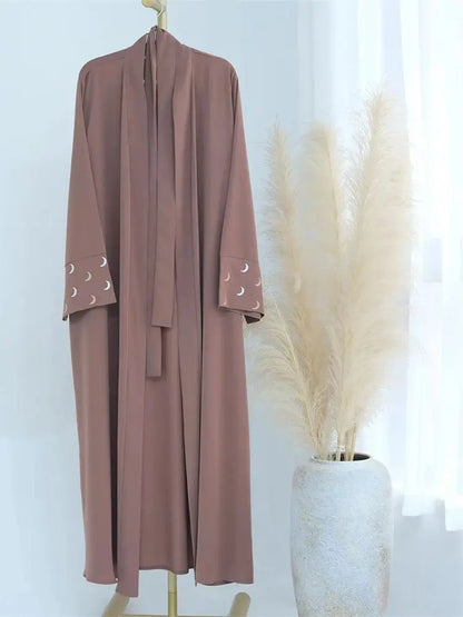Saviig Ramadan Moon Embroidered Abaya Kimono Dubai Luxury 2025