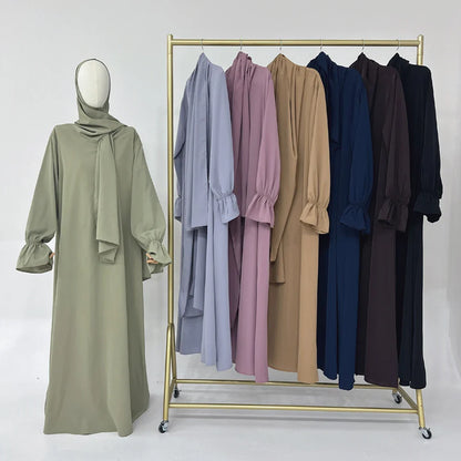 Saviig One Piece Zipper Front Jilbab with Integrated Hijab, Modest Abaya for Women
