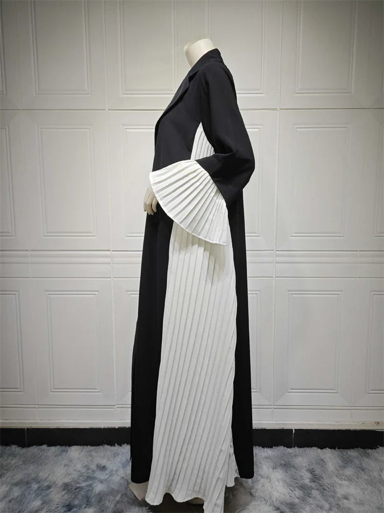 Saviig Ramadan Eid Black Pleats Kimono Abaya Dubai Luxury 2024 Muslim Kaftan Dress