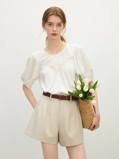 Saviig Linen Shirt: French Elegant Summer Top for Women